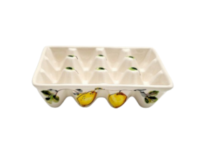 Suporte de ovos retangular em faiança pintado à mão decoração Limões