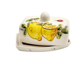 Manteigueira em faiança pintada à mão decoração Limões