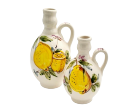 Garrafa em faiança pintada à mão decoração Limões