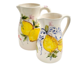 Jarro de mesa em faiança pintado à mão decoração Limões