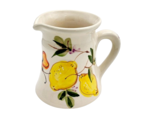 Jarro de mesa direito pequeno em faiança pintado à mão decoração Limões
