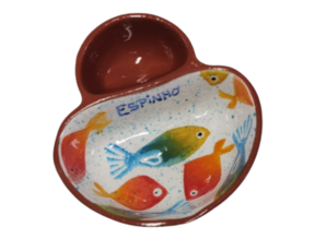 Azeitoneira bico em cerâmica pintada à mão decoração peixinhos (52)