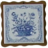 Azulejo com madeira decorado Cesto Azul