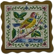 Azulejo com madeira decorado Pássaro 17 cor