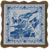 Azulejo com madeira decorado Pássaros 19 azul