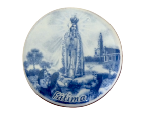 Rolha de cortiça em faiança motivo Nossa Senhora de Fátima - Azul