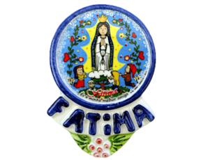 Magnético em faiança decorado motivo Fátima - Azul