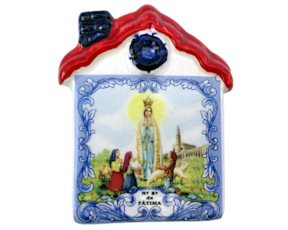 Magnético em faiança decorado motivo Nossa Senhora de Fátima