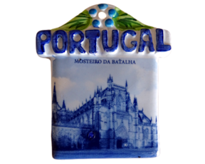 Magnético em faiança decorado motivo Mosteiro da Batalha - Azul