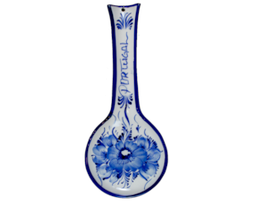 Suporte de colher em faiança motivo flor azul