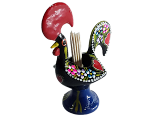 Galo de Barcelos paliteiro em metal, pintado à mão.