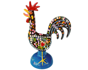 Galo de Barcelos em metal, pintado à mão (GN11)