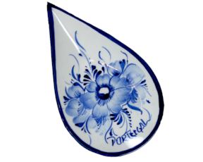 Suporte de colher sem cabo em faiança pintado à mão motivo flor azul