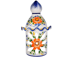 Chaminé flor em faiança pintada à mão motivo flor multicolor
