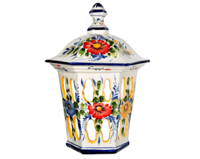 Chaminé estrela em faiança pintada à mão motivo flor multicolor