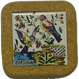 Azulejo com cortiça (sem corda) decorado Pássaros 18 cor 7.5x7.5cm