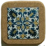 Azulejo com cortiça (sem corda) decorado Padrão 20 madeirense7.5x7.5cm