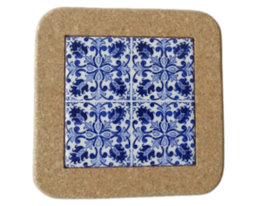 Azulejo decorado 10x10 cm com base de cortiça padrão 30