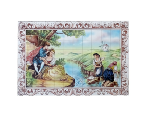 Painel azulejo pintado à mão motivo Casal de Namorados