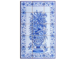 Painel azulejo pintado à mão azul e branco motivo Florão