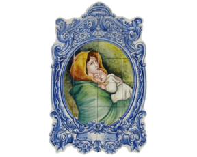 Painel azulejo pintado à mão motivo mãe Maria