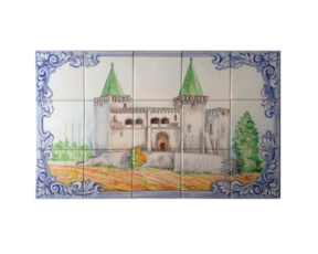 Painel azulejo pintado à mão motivo Castelo de Porto de Mós