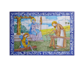 Painel azulejo pintado à mão motivo Sagrada Família