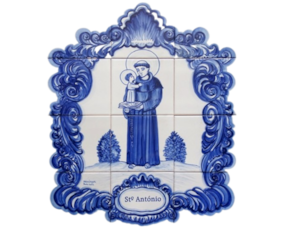 Painel azulejo pintado à mão motivo Santo António