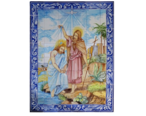 Painel azulejo pintado à mão motivo Batismo de Jesus