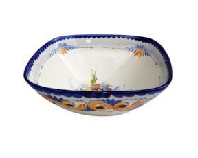 Saladeira em faiança pintada à mão motivo flores