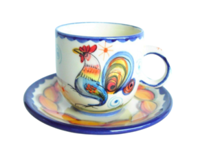 Chávena de café em faiança pintada à mão motivo nice day