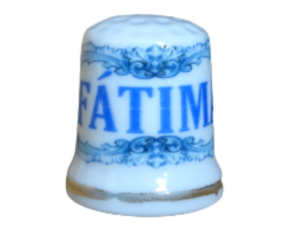 Dedal em porcelana decorado motivo Fátima