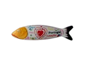 Sardinha magnética em faiança decorada motivo lenço dos namorados