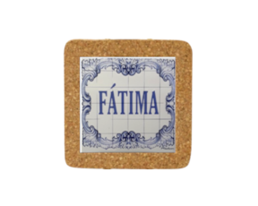 Azulejo decorado 15x15 cm com base de cortiça motivo Fátima