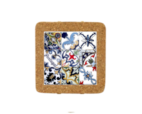 Azulejo decorado 15x15 cm com base em cortiça motivo padrão 76