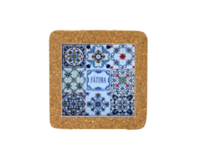 Azulejo decorado 15x15 cm com base em cortiça motivo multi-padrão Fátima