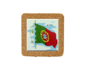 Azulejo decorado 15x15 cm com base em cortiça motivo bandeira de Portugal