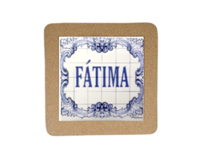 Azulejo decorado 10x10 cm com base de cortiça motivo Fátima