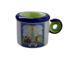 Tea-light em faiança decorado motivo Nossa Senhora de Fatima