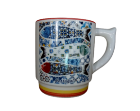 Caneca decorada em faiança motivo sardinhas
