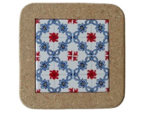 Azulejo decorado 15x15 cm com base de cortiça padrão 87