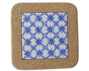 Azulejo decorado 15x15 cm com base de cortiça padrão 86
