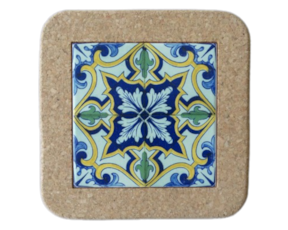 Azulejo decorado 15x15 cm com base de cortiça padrão 79