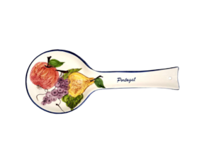 Base de colher em faiança pintada à mão motivo frutos