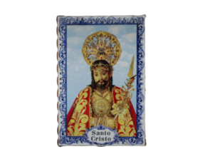 Azulejo decorado 20x30 cm com madeira motivo santo Cristo