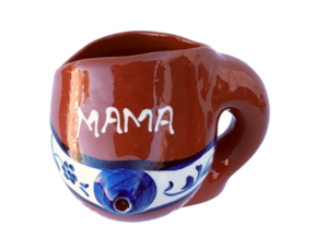 Caneca mama pintada à mão em barro vermelho