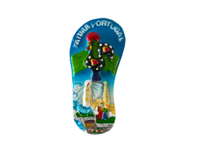 Magnético em resina motivo chinelo Fátima - Galo de Barcelos