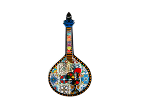 Magnético em resina motivo guitarra portuguesa galo de Barcelos