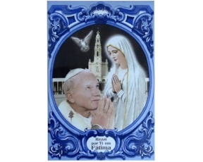 Azulejo decorado Papa João Paulo II e Nossa Senhora de Fátima