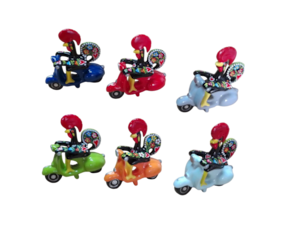 Galo barcelos vespa decorativo pintado à mão em cerâmica-barro